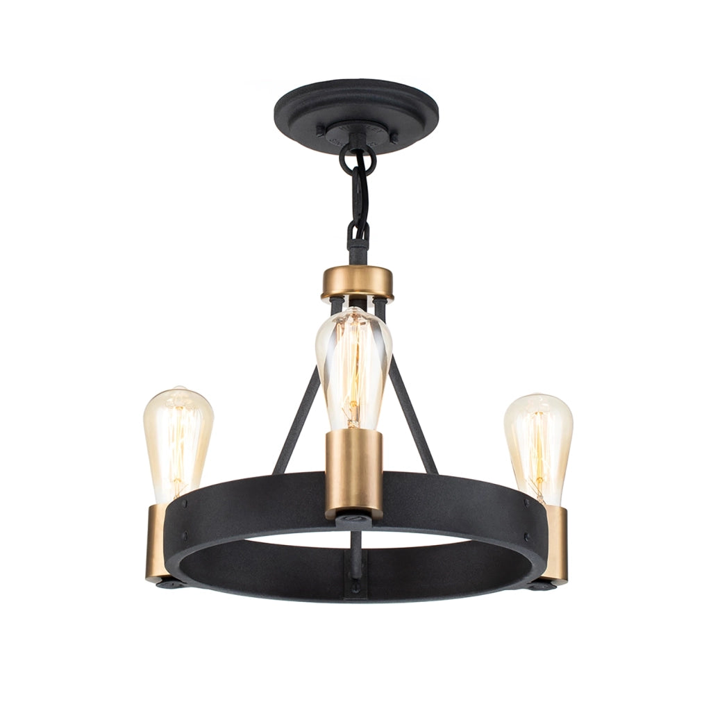 Lampadario Industrial Nordico Silas Acciaio Zinco Antico Ottone 3 Luci E27