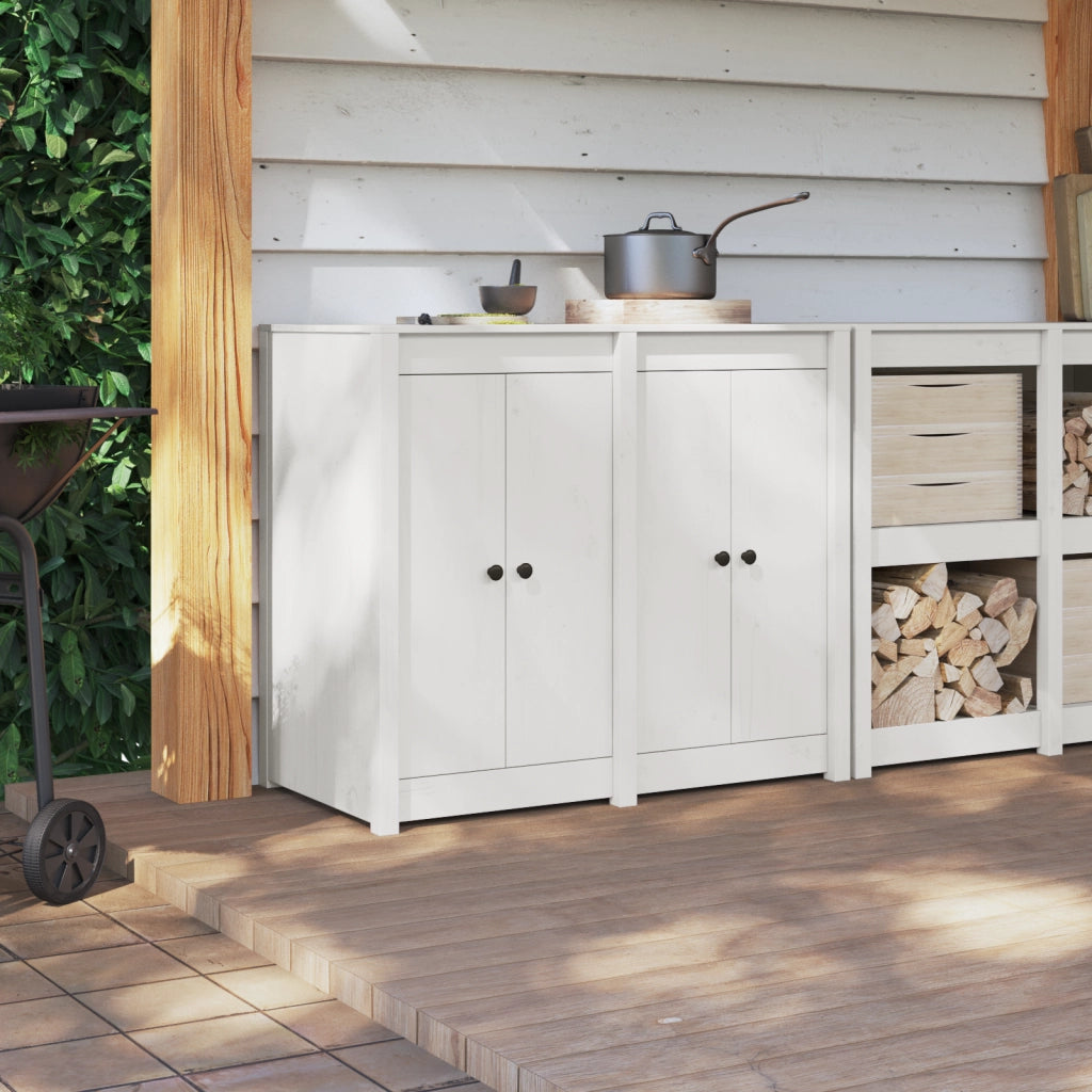 Porte da Cucina Esterne 2 pcs Bianche 50x9x82 cm Legno Massello di Pino