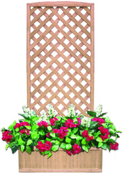 PANNELLO GRIGLIATO PATIO IN LEGNO CON VASO FIORIERA H CM180