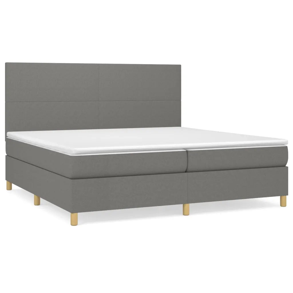 Giroletto a Molle con Materasso Grigio Scuro 200x200 cm Tessuto 3142202