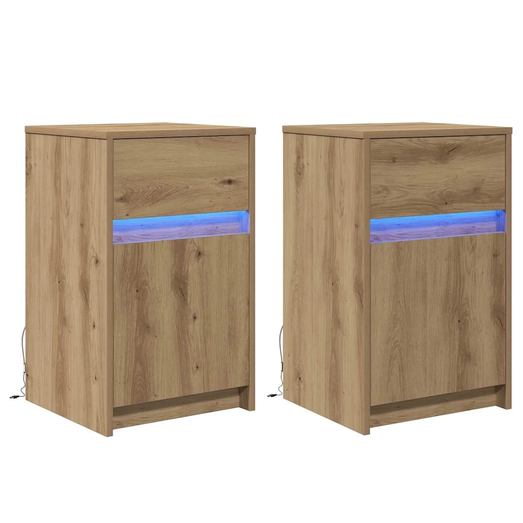 vidaXL Armadio da Letto LED 2 pcs rovere artigianale 38 x 34 x 61 cm