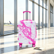 Valigia trolley rigida singola da 20 pollici in PC rosa con ruote spinner 360° e lucchetto a combinazione