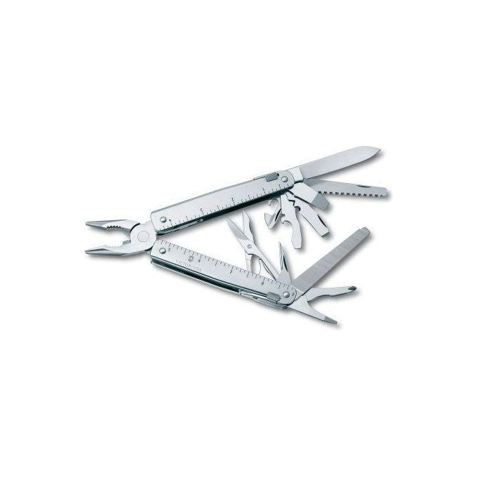 Victorinox 30327L Swiss Tool X Multitool 26 Funzioni con Lama Bloccabile e Custodia in Pelle colore Argento