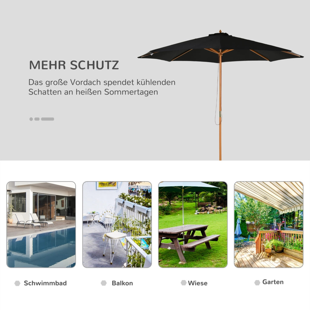 Ombrellone da giardino ¨C zephmum ¨C nero, legno, ?300 cm