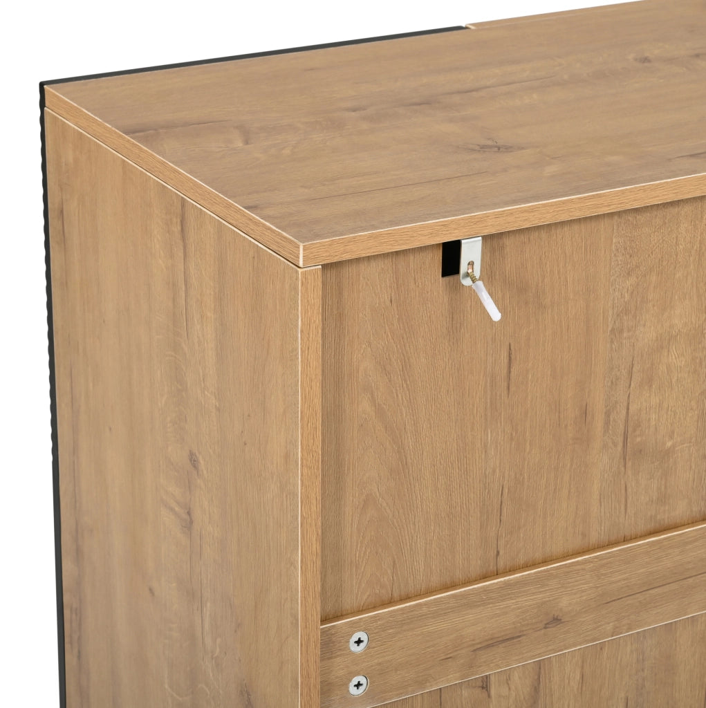 Sideboard con 4 ante e 3 cassetti in legno e metallo 160x40x80 cm