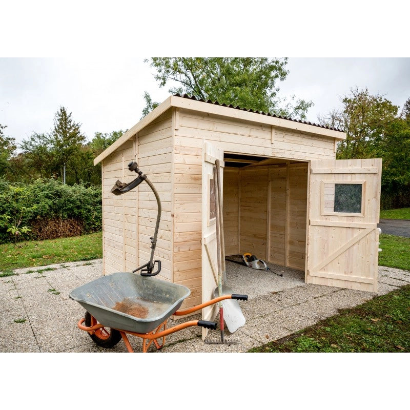 Casetta in legno da giardino con tetto inclinato – 280x200 cm – pannelli 16 mm, porta vetrata e struttura rinforzata – CD2820.02 Foresta