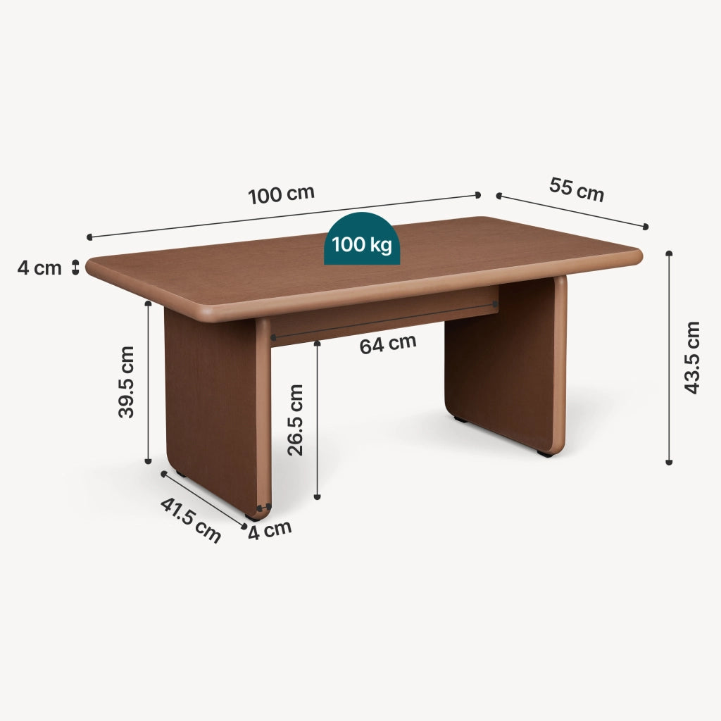 Tavolino Rettangolare da Salotto Gäljami 100 x 55 x 44 cm - Effetto Noce [en.casa]