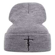 Cappelli invernali caldi di lana con croce, colore bianco