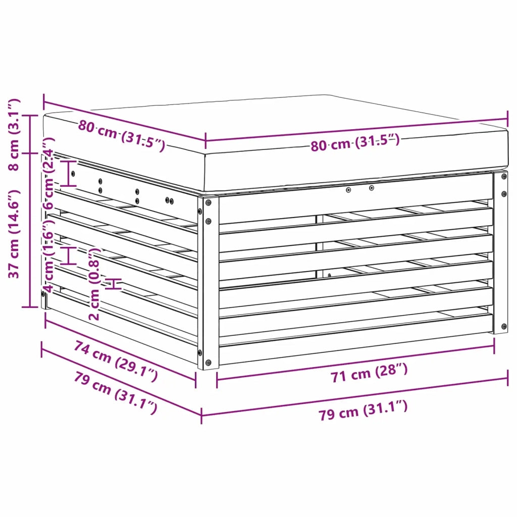 Poggiapiedi da Esterno Legno di Acacia Massello Bianco CFW2612819