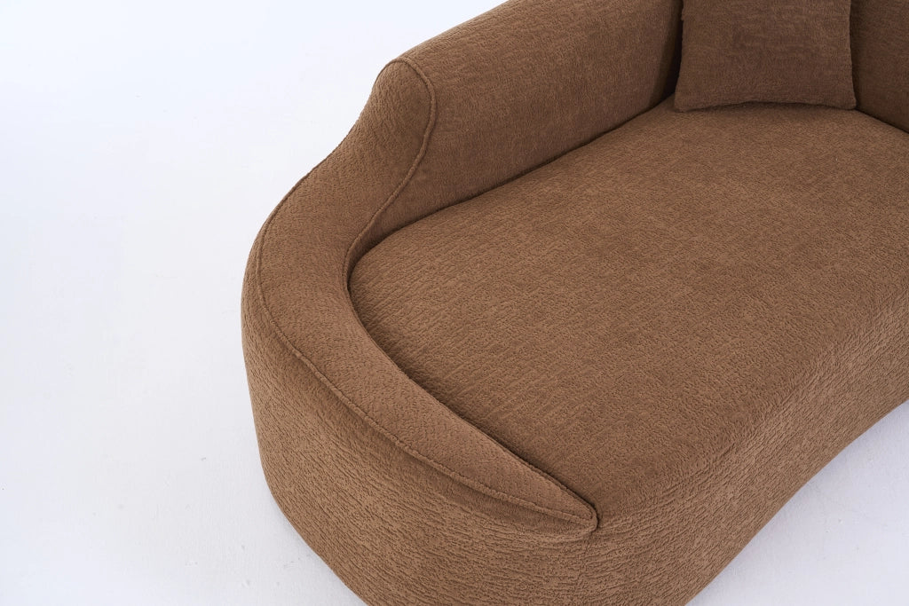 Méridienne in chenille con seduta profonda e cuscino divano letto 3 in 1 per salotto camera e interni caramello