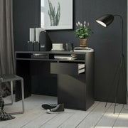 Scrivania Abbadu, Scrittoio multiuso, Tavolo per ufficio porta PC, Piano di lavoro, 110x48 h77 cm, Nero