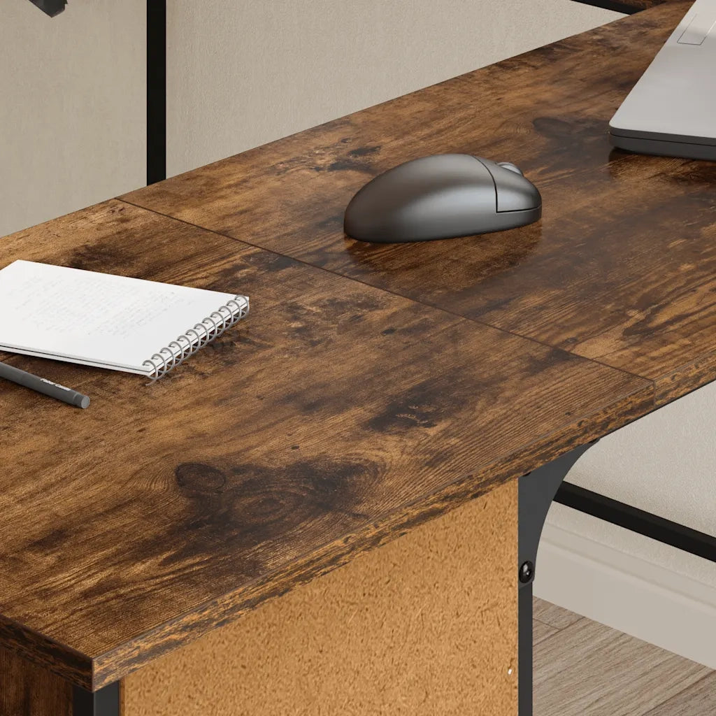 Scrivania Rovere Fumo 141x141x75 cm in Legno Multistrato 837599
