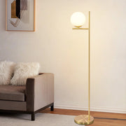 ZMH Lampada da terra per soggiorno 1 fiamma Oro E27 Globo in vetro bianco con finitura metallica industriale