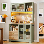 ARMADIO CUCINA 110x40x178 cm MDF Verde Antico con LED e prese USB