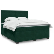 vidaXL Giroletto a Molle con Materasso Verde Scuro 180x200 cm Velluto