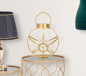 Portacandele Glam Ox Ø29x42,5 cm in Ferro e Vetro Oro