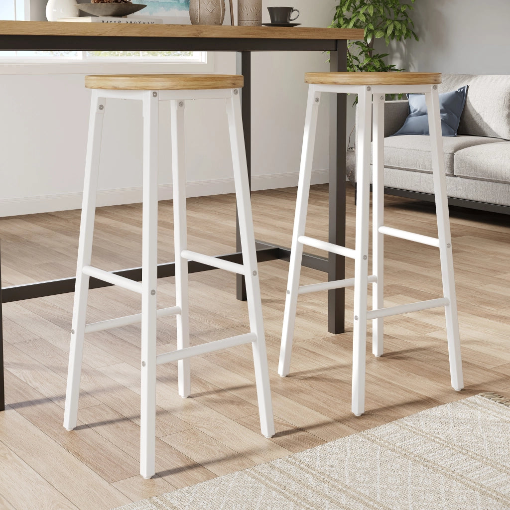 Set tavolo cucina e sedie con 1 tavolo isola e 2 sgabelli; contenitore con ripiani regolabili; in MDF e metallo bianco