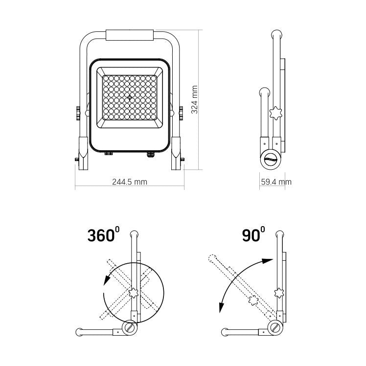 Faretto LED portatile 50W 1600lm batteria IP65 Videx