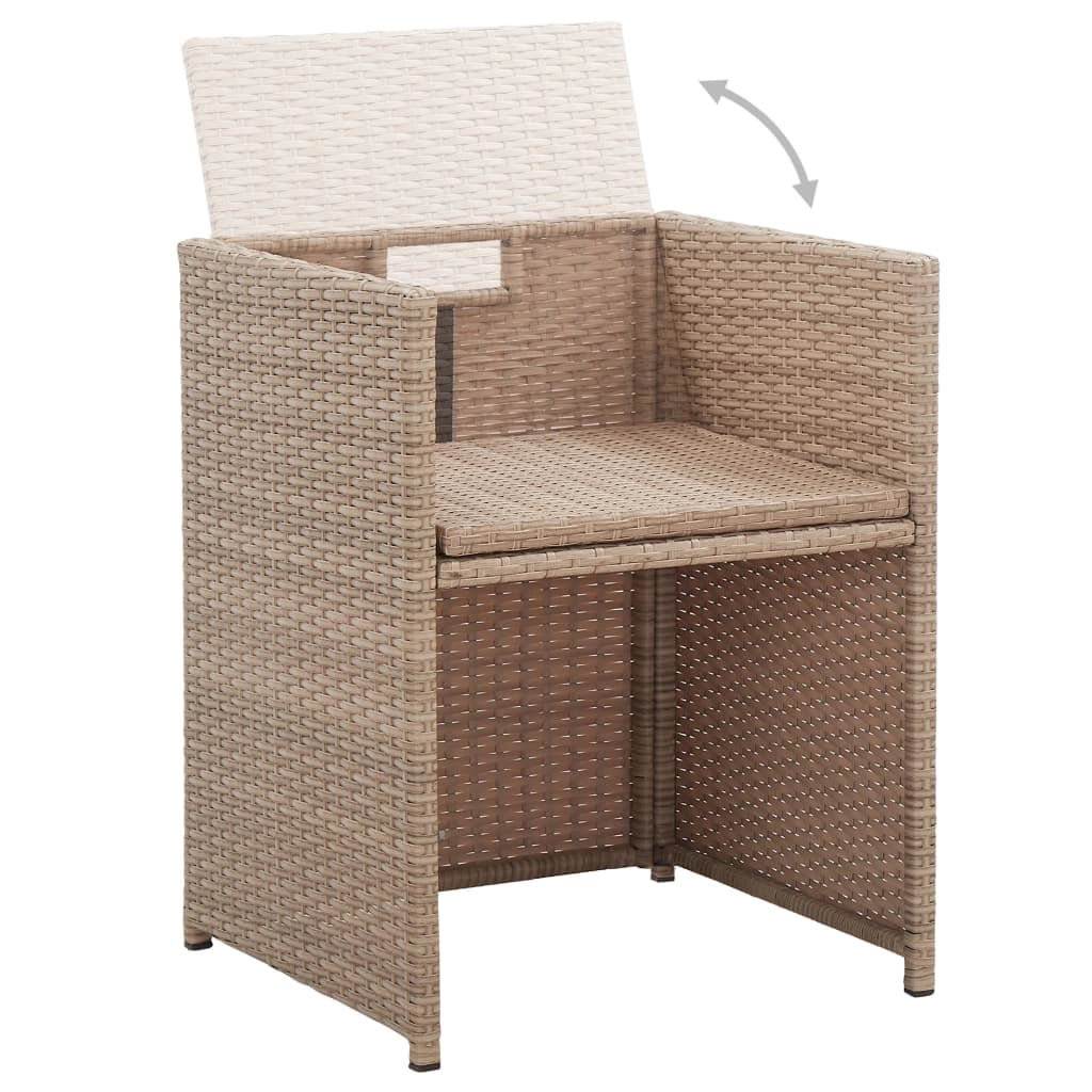 Set di mobili da giardino mobili da esterno con cuscini 15 pezzi resina intrecciata beige 02_0018286