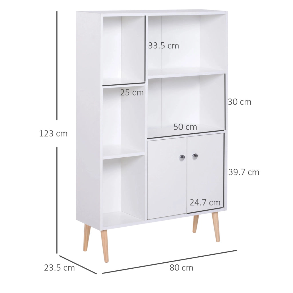 Mobiletto Libreria con Piedini in Legno di Pino Bianco 80x23.5x123cm