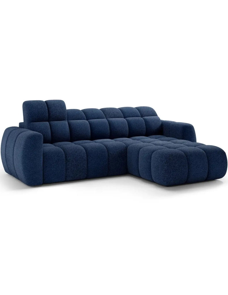 Divano ad angolo elettrico FANOTI 3 posti blu scuro – angolo destro