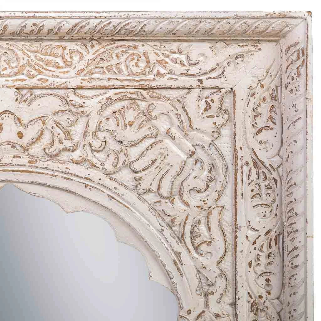Specchio in legno e vetro bianco 60x6x87