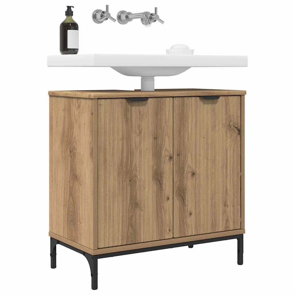 Armadio per Lavabo da Bagno-Armadietto da bagno-Mobiletto da bagno con porta Rovere artigianale