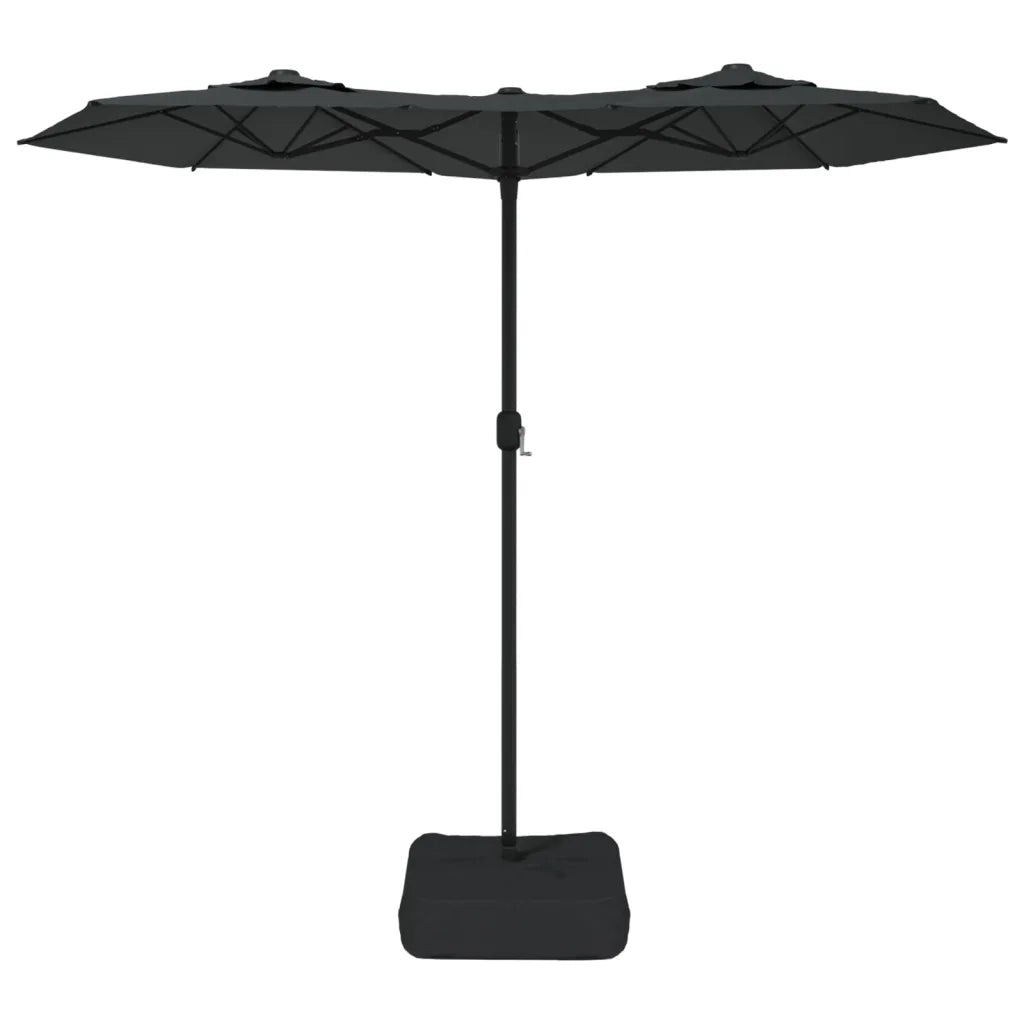 Ombrellone a Doppia Testa con LED Antracite 316x145 cm 362971
