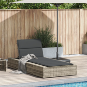 Lettino con Cuscino Galleggiante Grigio Chiaro in Polyrattan 4104207