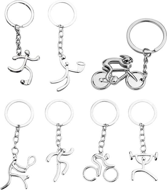 Set di 7 Chiavi da Sport - Chiavi da Bicicletta Chiavi da Sport Creative Regalo Personalizzato Regali per Appassionati di Sport Argento Unico Dimensione Moderna Argento Moderno