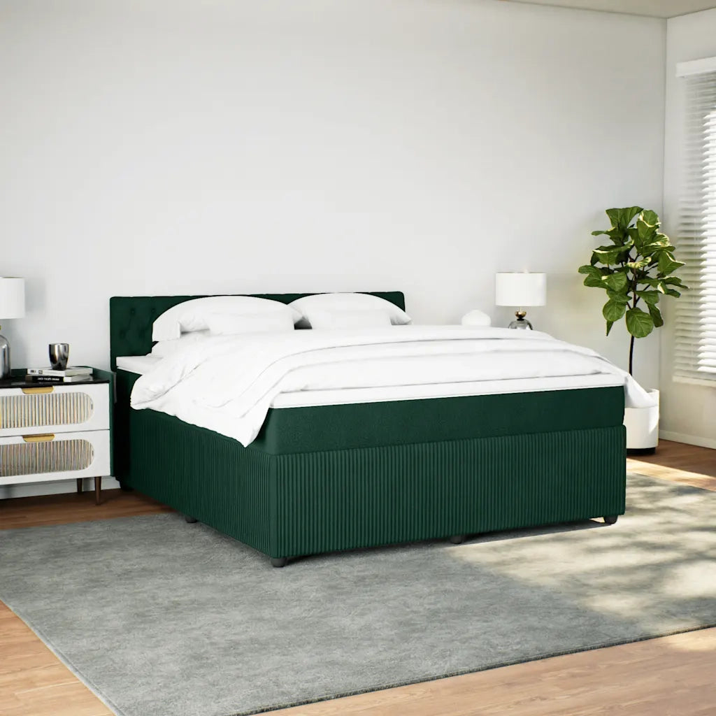 Giroletto a Molle con Materasso Verde Scuro 180x200 cm Velluto