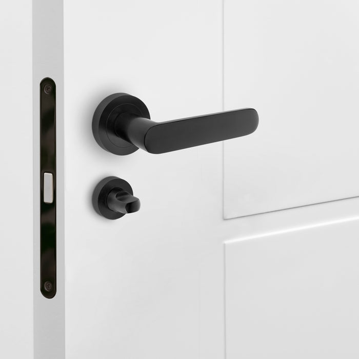 Set di Nottolino su Rosetta Rotonda per Porta Interna 35 mm Zama Nero 5 Pezzi Emuca