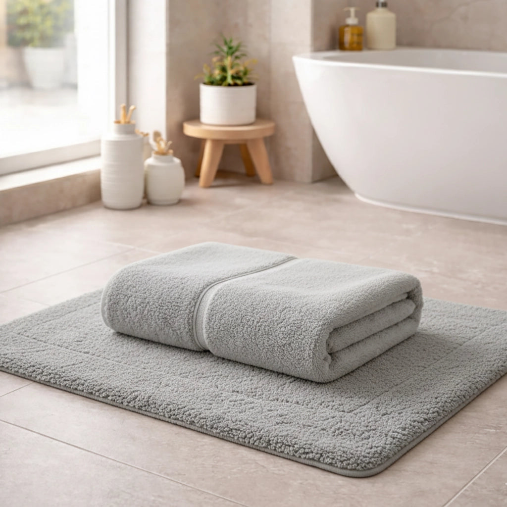 Sanamasa, Telo Bagno Sfumatura Colore Struttura Pietra, Grigio Pietra