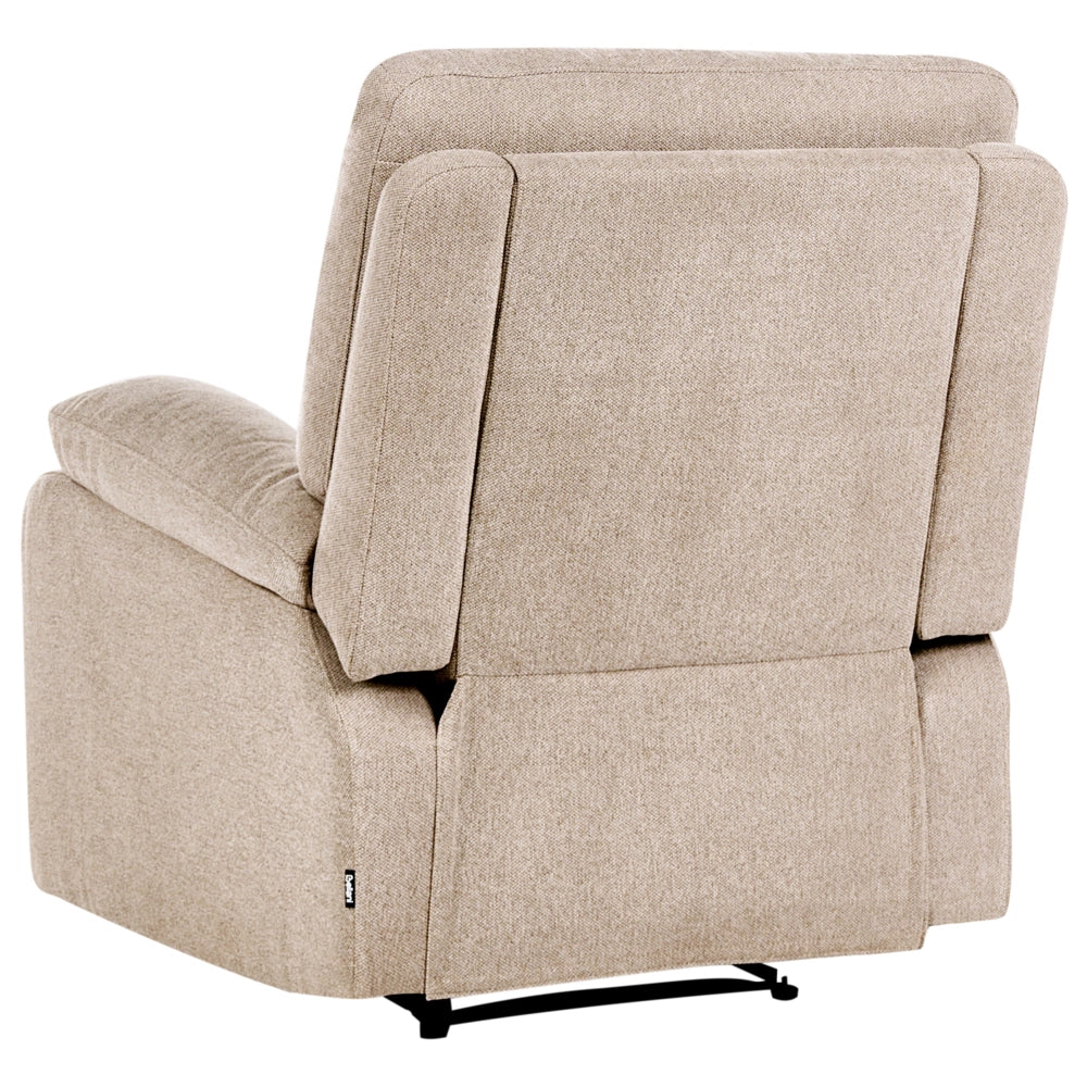 Poltrona reclinabile in tessuto beige Push-Back Schienale e poggiapiedi regolabili manualmente
