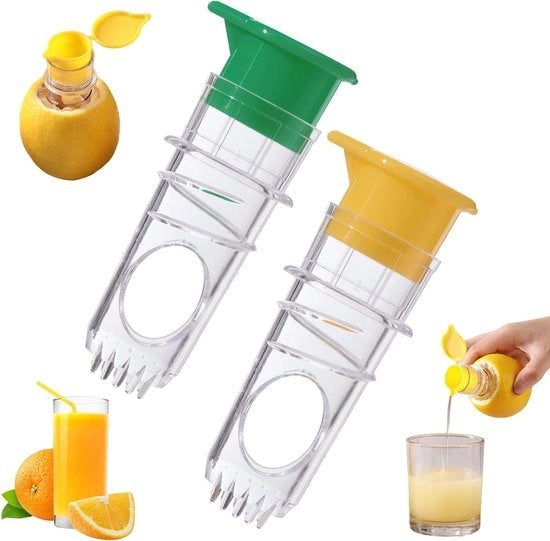 Due pezzi - Spremifrutta portatile con coperchio - Nuova spremifrutta manuale con coperchio - Spremifrutta in plastica - Spremifrutta - Centrifuga a mano per succo - Ideale per cocktail, drink e cucina - Giallo - Verdura