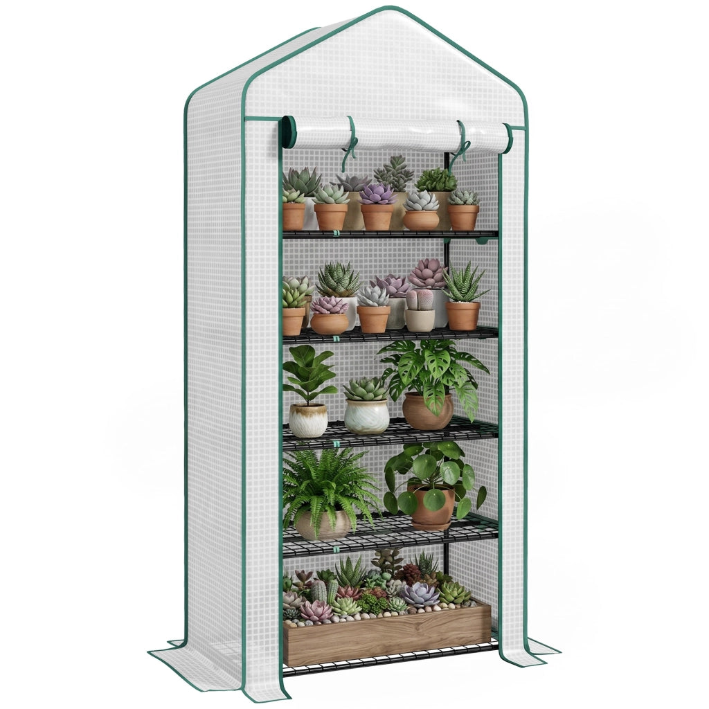 Serra da giardino 5 livelli con porta avvolgibile ¨C zephmum ¨C 90x49x193 cm