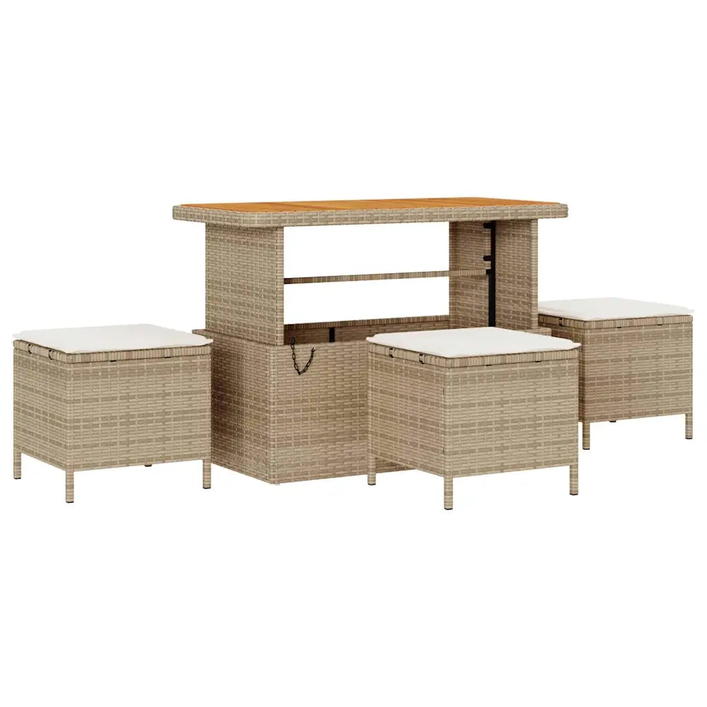 Set Divano da Giardino 9 pcs Beige e Crema polyrattan