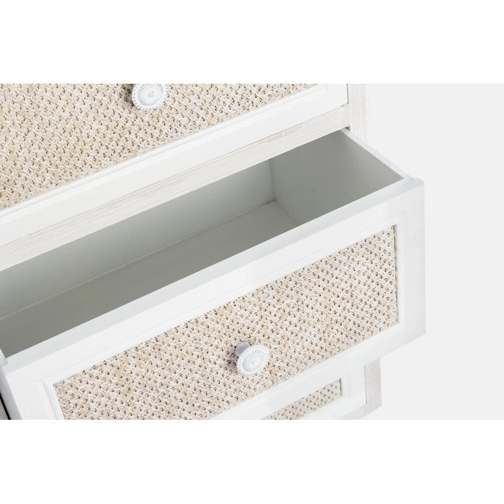 Cassettiera Legno Bianco Stile Boho da Interno - MONIQUE