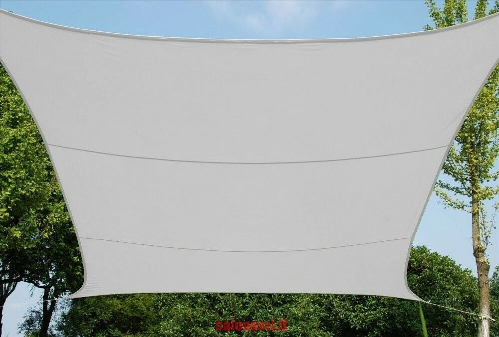 TELO VELA QUADRATO 5X5 POLIETILENE OMBREGGIANTE BIANCO COMPLETO DI ANELLI