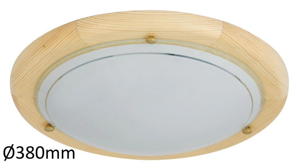 Plafoniera Rabalux Ufo legno chiaro 38cm 2xE27 opale