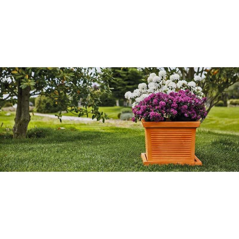 Vaso quadrato decorativo classico tradizionale 40x40 H33 in polimero resistente terracotta per piante per giardini e terrazze - Made in Italy