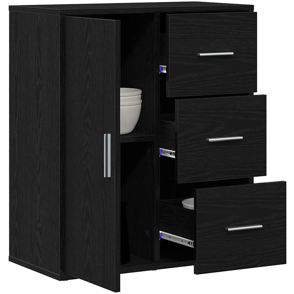 Credenza-Buffet-Armadio da cucina Rovere Nero 60 x 31 x 70 cm Legno multistrato 912718