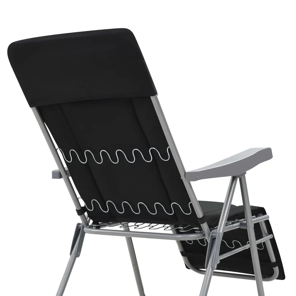 Sedie da Giardino Pieghevoli con Cuscino 2 pz Nere 44319
