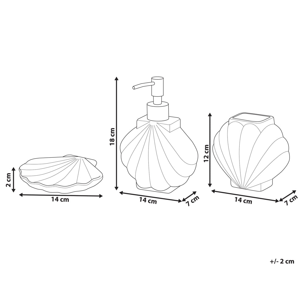 Set di 3 Accessori Bagno in Ceramica bianca dispenser sapone porta sapone portaspazzolini
