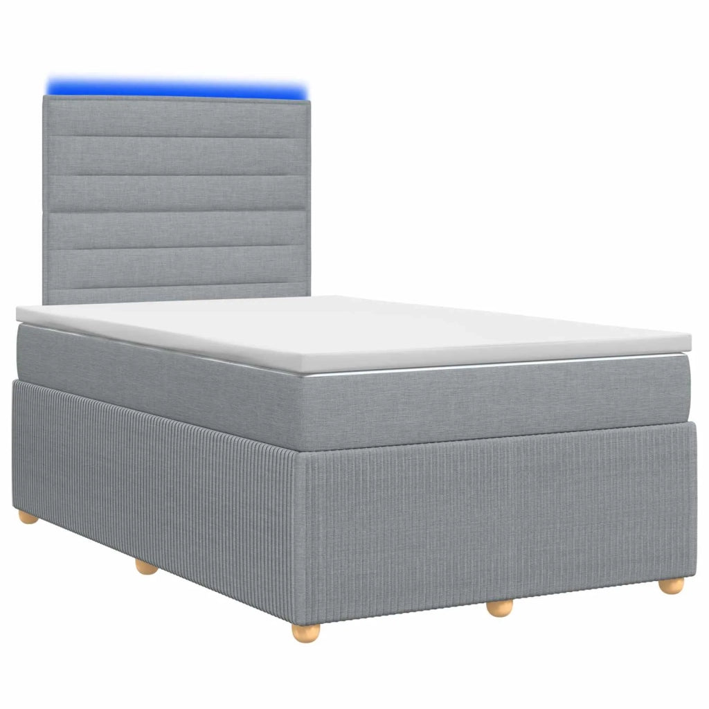 Letto Box Spring LED con Materasso Grigio Chiaro 120 x 190 cm 3455804