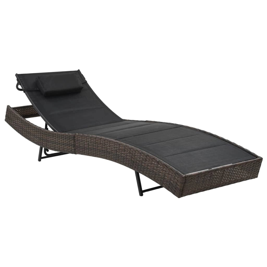 Lettino prendisole sedia a sdraio lettino prendisole letto da giardino mobili da esterno per patio resina intrecciata e textilene marrone 02_0012921