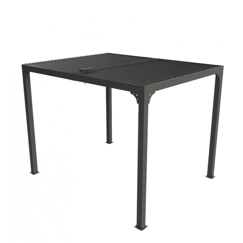 Pergola bioclimatica da giardino in alluminio 240x300 cm – tettoia con lamelle orientabili 90° – grigio antracite – PER2430BI Foresta