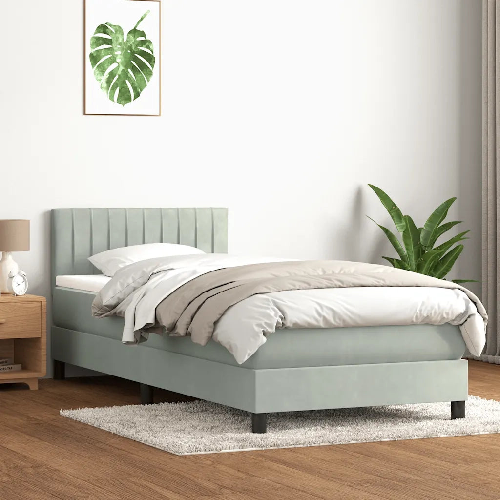 Giroletto a Molle con Materasso Grigio Chiaro 80x210 cm Velluto 3316377