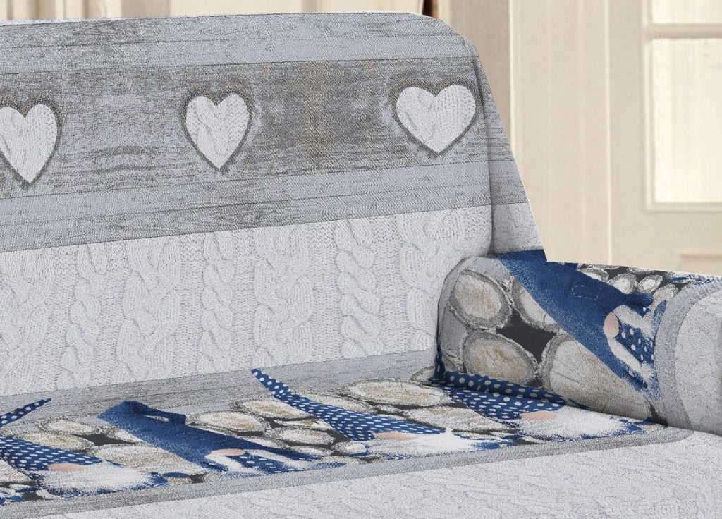 Telo Arredo Linea Pensieri Delicati In 100% Cotone Disegno Gnomi Colore Blu - Matrimoniale - Blu