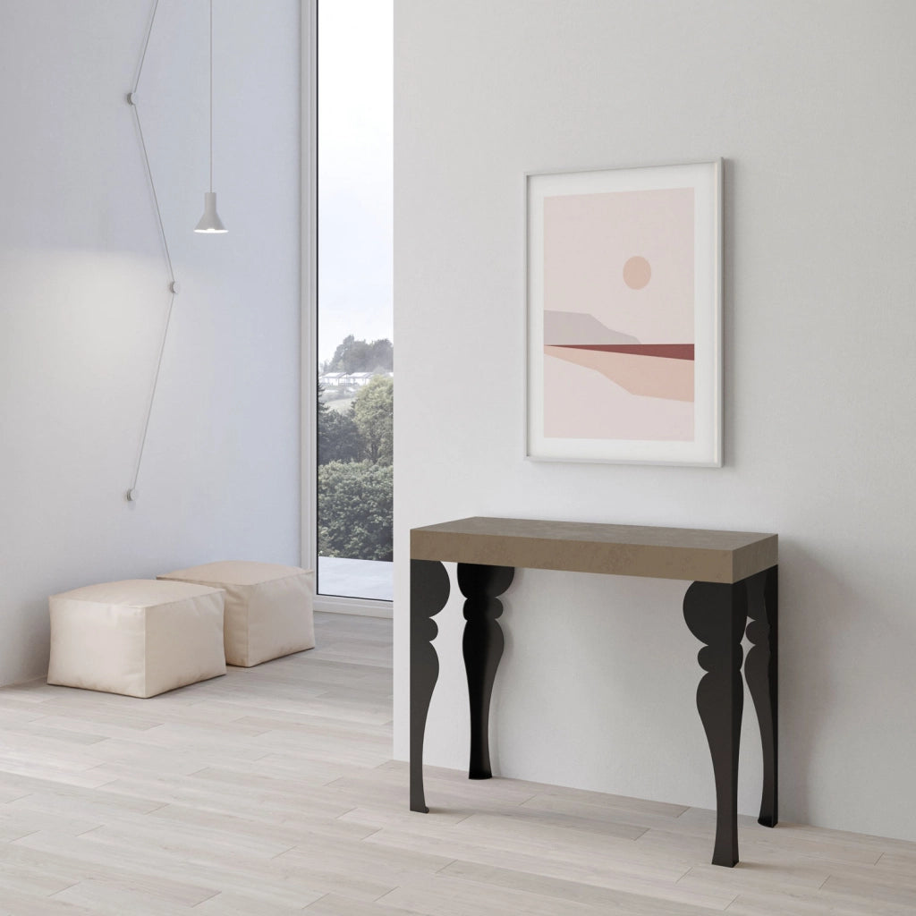 Consolle allungabile 90x40/196 cm Paxor Small Tortora telaio Antracite